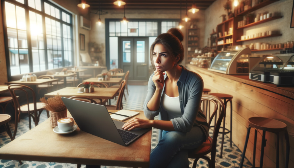 A cafe owner thinking how to implement the strategy of Local Internet Marketing for Small Business